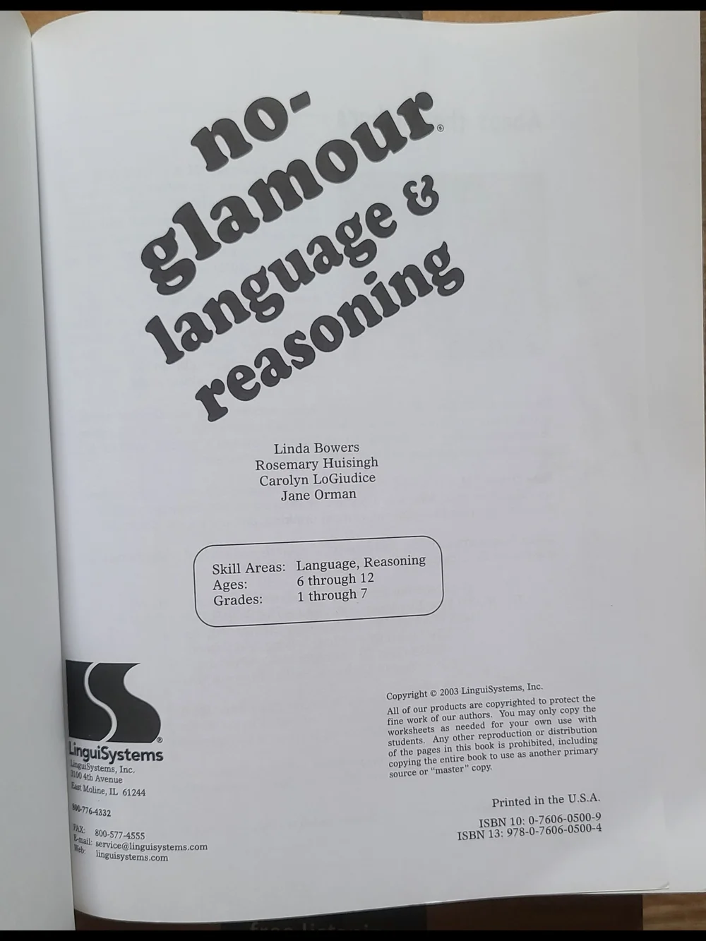 Speech Therapy: No-Glamour Language & Reasoning Workbook